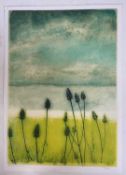 Keri Valentine (Contemporary) double sided print - Teasel, signed and titled to one side, 39cm x 27c