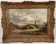 Henry J. Foley R.A. (1839 - 1875) oil on canvas - Pastoral scene, signed, 24cm x 34cm, in gilt frame