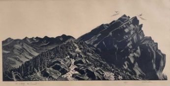 Herbert Ogden Waters 1903-1996), wood engraving, Mt. Liberty, The Summit, signed and inscribed numbe