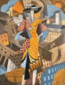 Francois Brochet (1925-2001) oil on canvas - ‘La Touriste’, signed, inscribed verso, framed, 65cm x