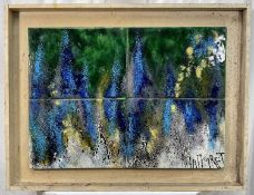 Rita Moiret (1912-1994) enamel composition, abstract, signed, comprised of 4 panels on board, inscri