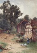 F E Bodkin (19th/20th Century) watercolour - country scene, signed and dated 1886, 35cm x 24cm, in g