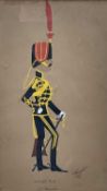 T. George, pair of early 20th century pen, ink and watercolour military cartoons - The 15th Hussars,