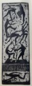 Woodcut on Japanese paper unsigned or dated in the manner of Blair Hugh Stanton, 15cm x 5cm unframed