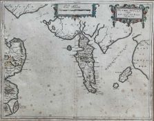 Timothy Pont, 17th century hand coloured engraved map, the Isle of Bute, 'Buthe Insula Vulgo, The Ys