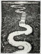 John Duffin (b. 1965) etching - Thames, signed titled and numbered 3/150, 75cm x 56cm, unframed