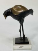 Enrique Broglia (1942-2013) bronze - abstract bird, signed and editioned, body 14cm x 12cm, on squar