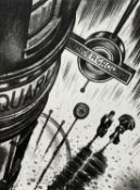 John Duffin (b. 1965) etching - West End Rain, signed titled and numbered 4/10, 61cm x 45cm, unframe