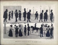 Victorian printed silhouette - 'Society, in the 60th year of Her Majesty's Reign', a hand written li