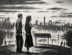 John Duffin (b. 1965) etching - The Primrose Hill Summer, signed titled and numbered 3/10, 40cm x 52