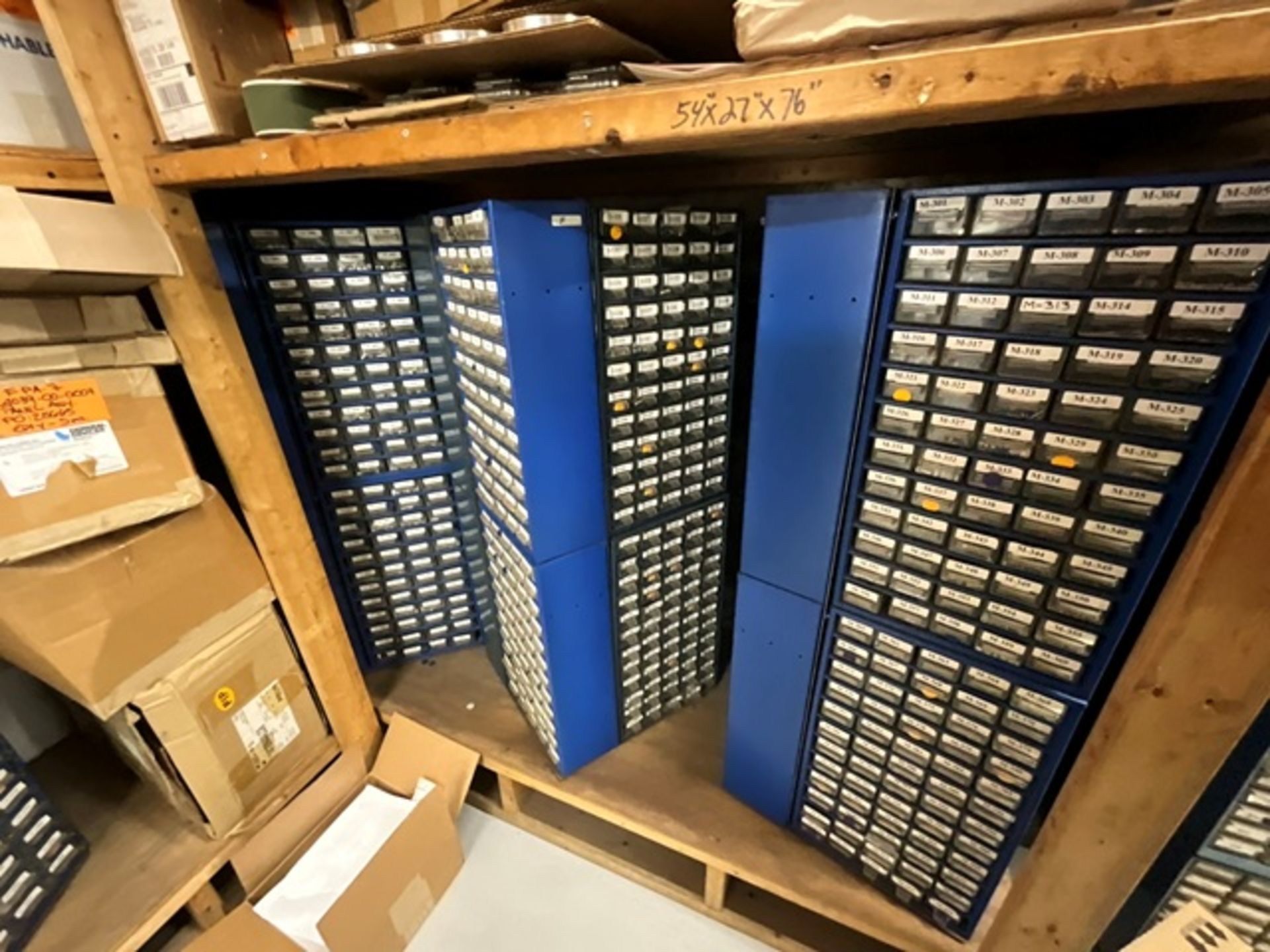 (48) Wall of Hardware Bin Cabinets, Bin Rack, (6) Rotating Hardware ...