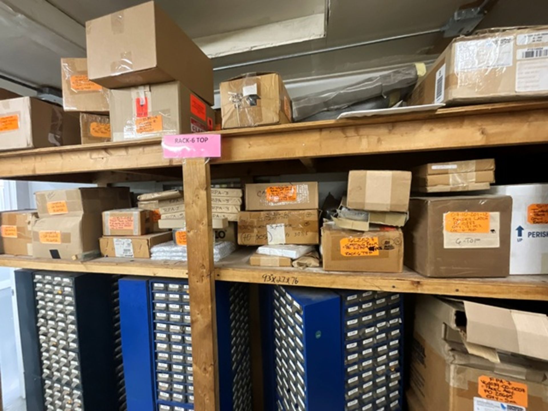 (48) Wall of Hardware Bin Cabinets, Bin Rack, (6) Rotating Hardware ...
