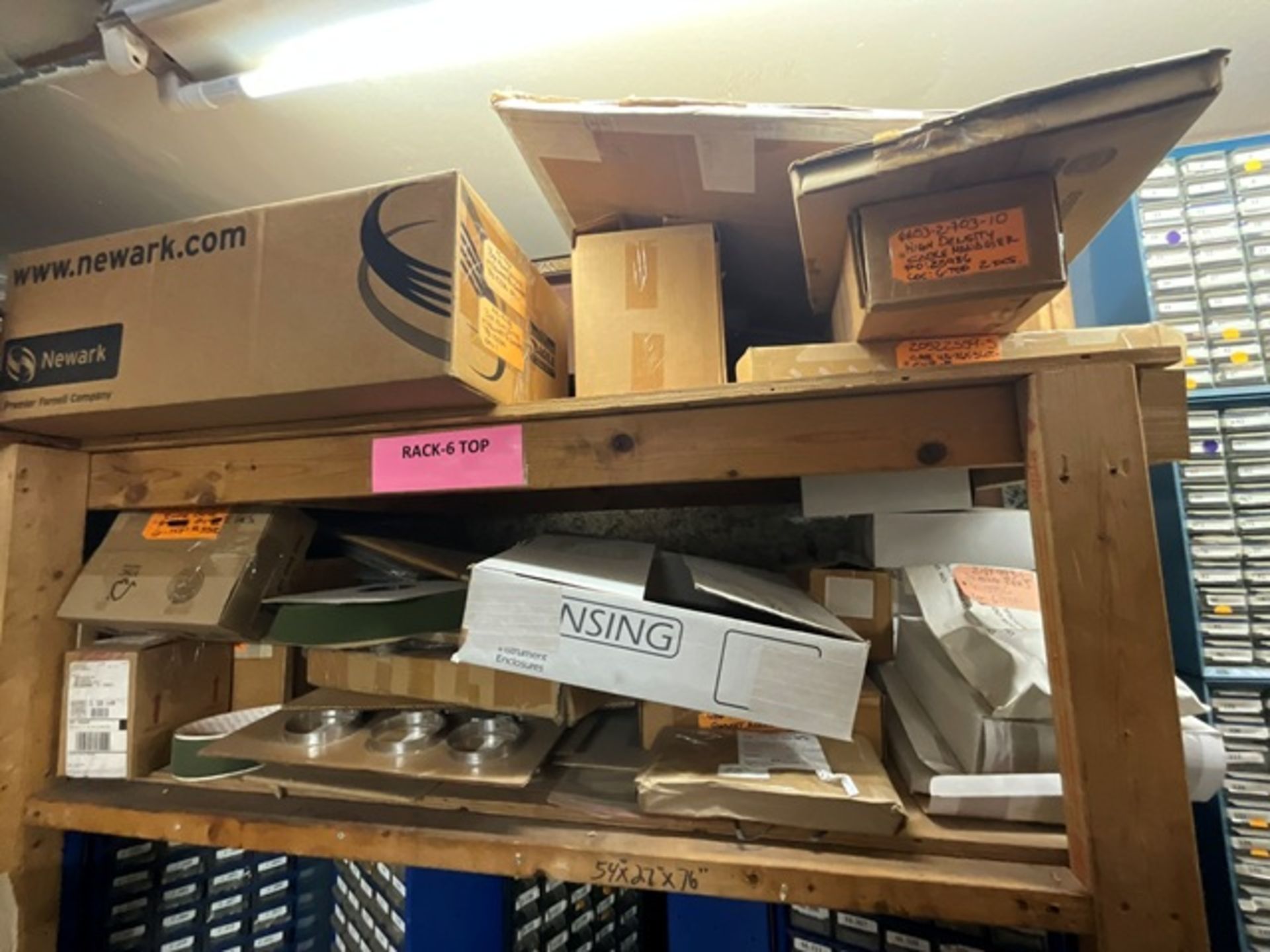 (48) Wall of Hardware Bin Cabinets, Bin Rack, (6) Rotating Hardware ...