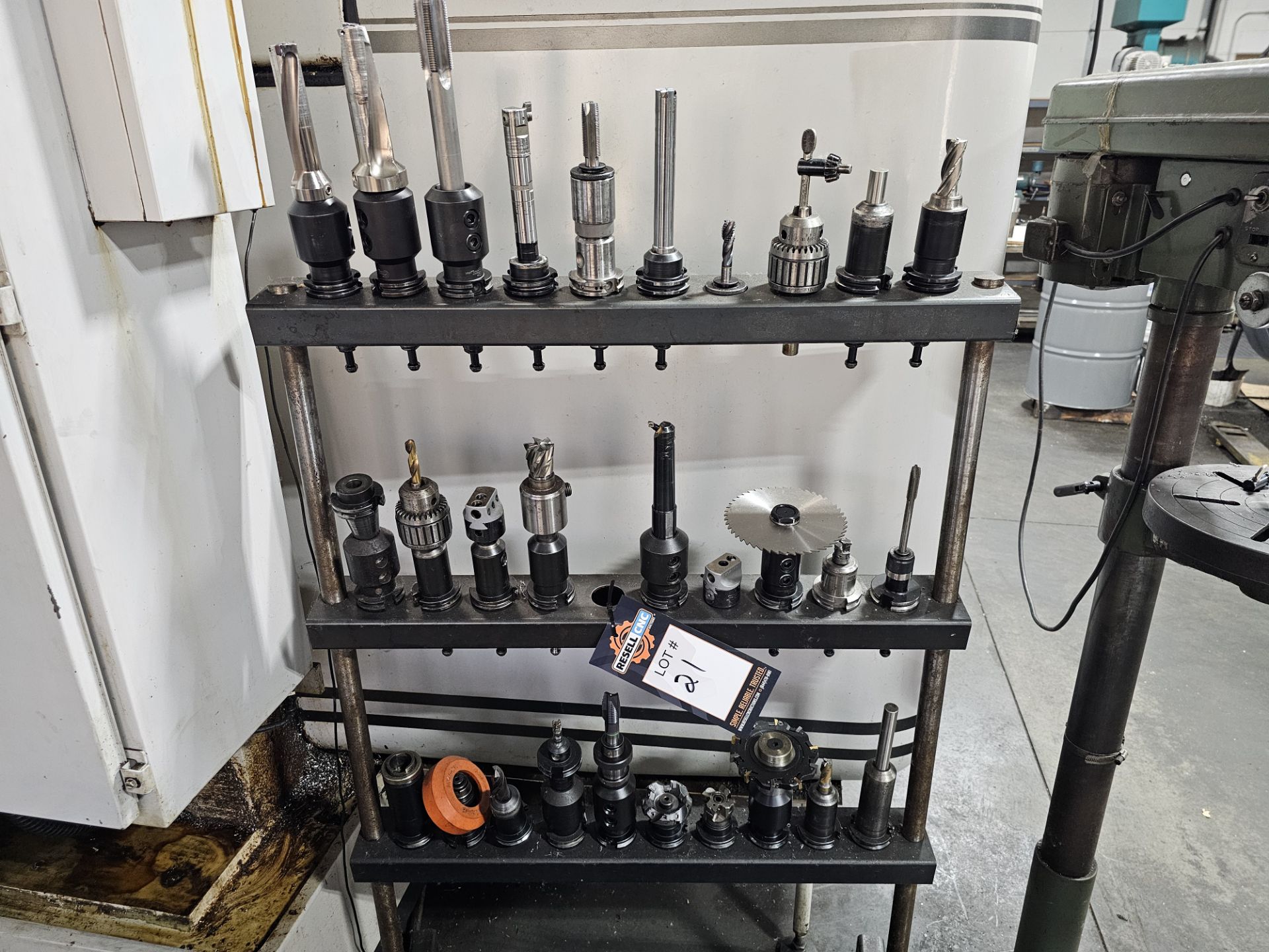 (28) CAT40 Tool Holders with Steel Rack - Rack Dimensions: 34