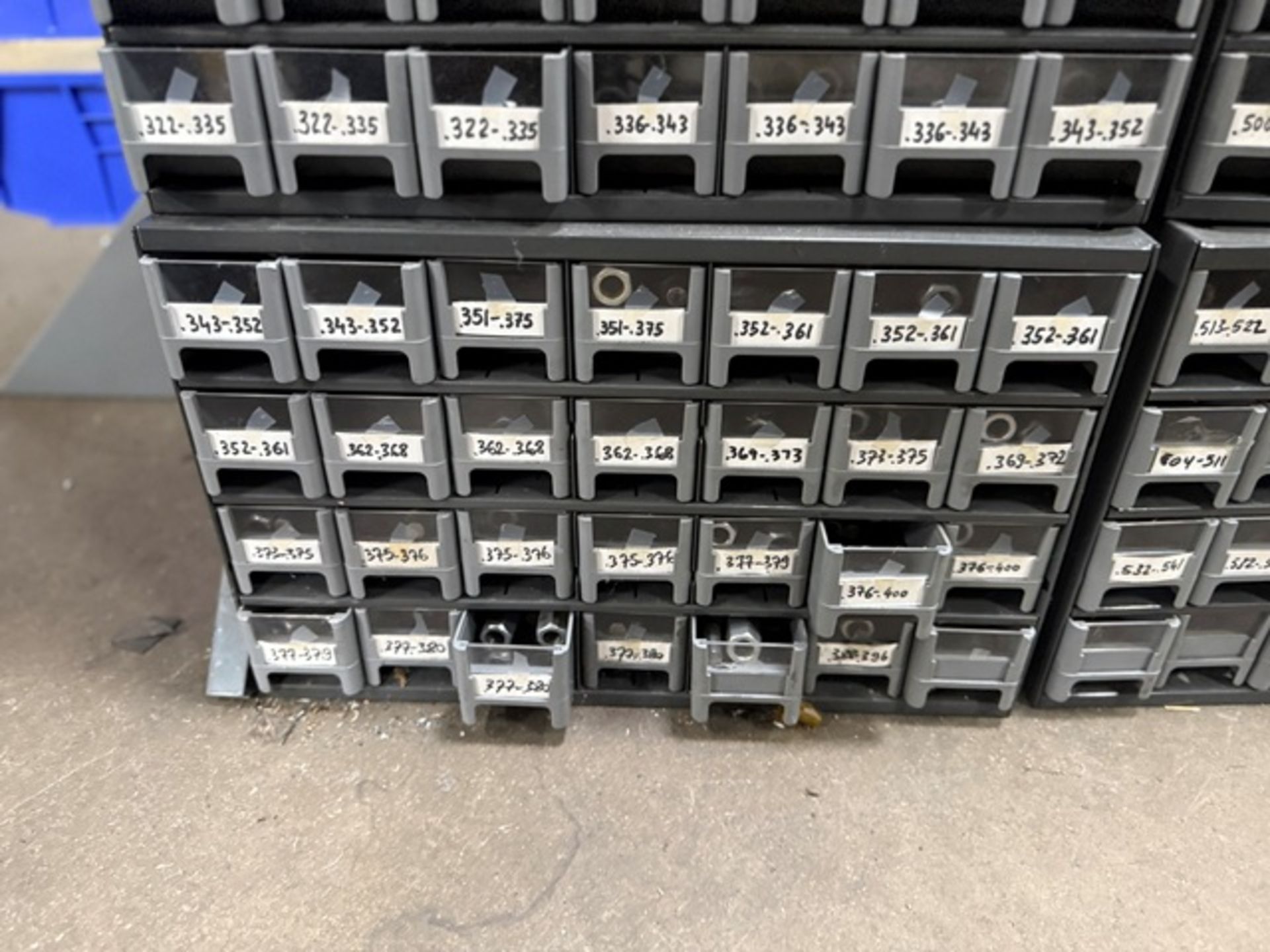 Large Assortment of Plug Gages in Drawered Storage Rack