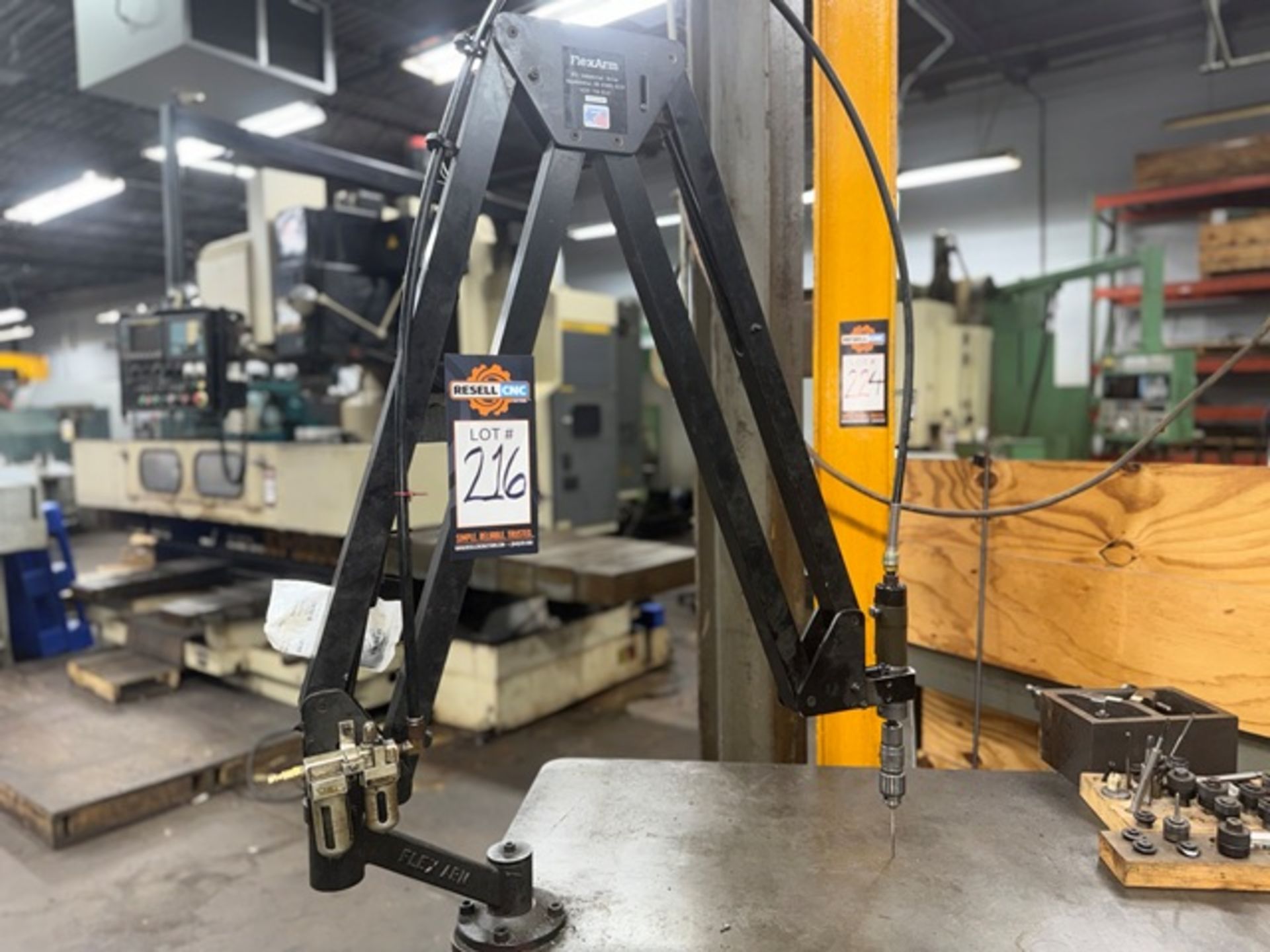 Flexarm Tapping Arm on Table (SN: 010298) with Collets