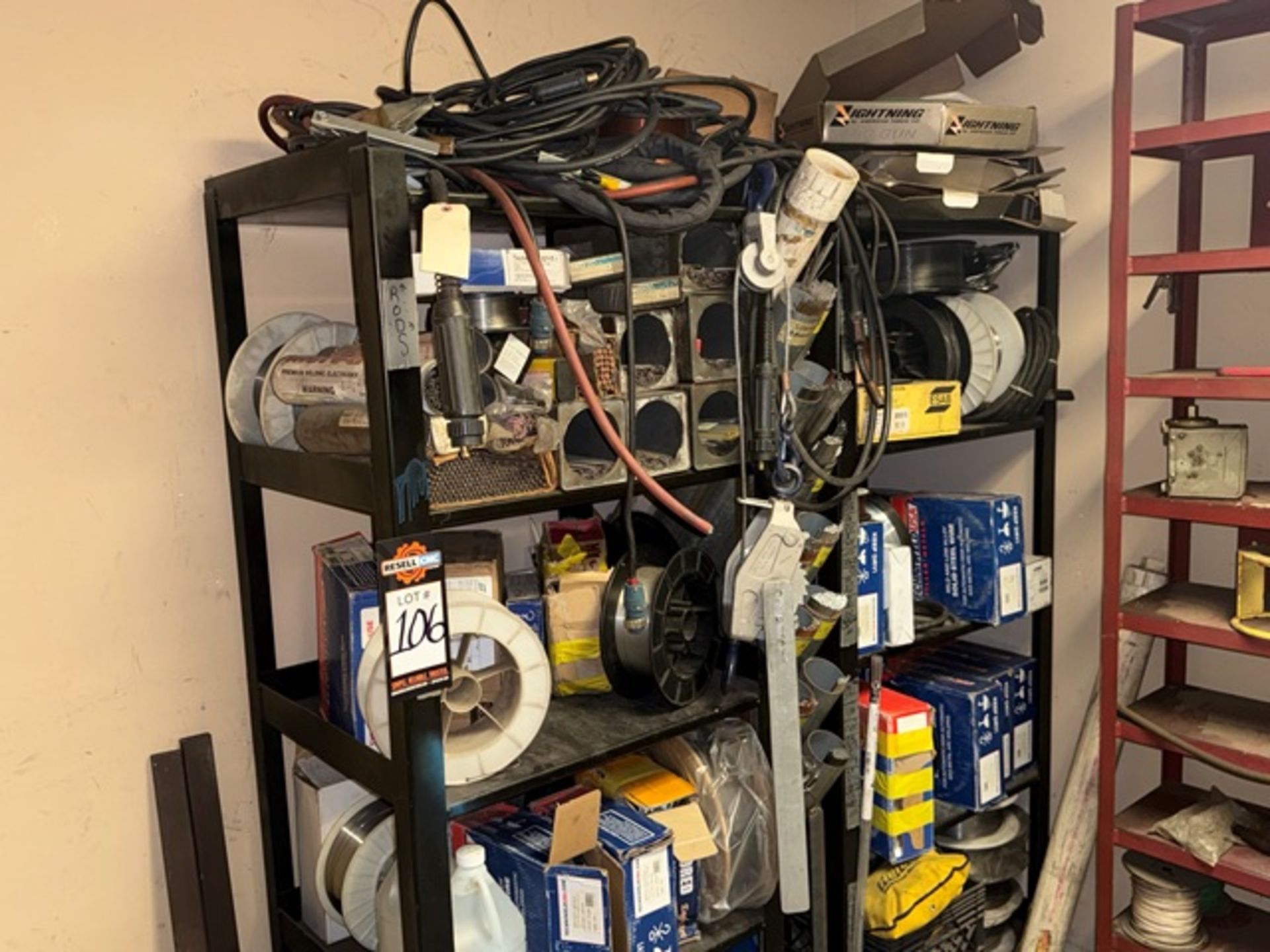 Extensive Welding Supplies, Dry Rod, Welding Wire Hoses, Metal Racks ...