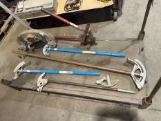 Assortment of Tube Benders, Manual Shear, Bail Straightener with Cart
