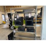 Rolling Wire Shop Rack with Samsung TV Monitor