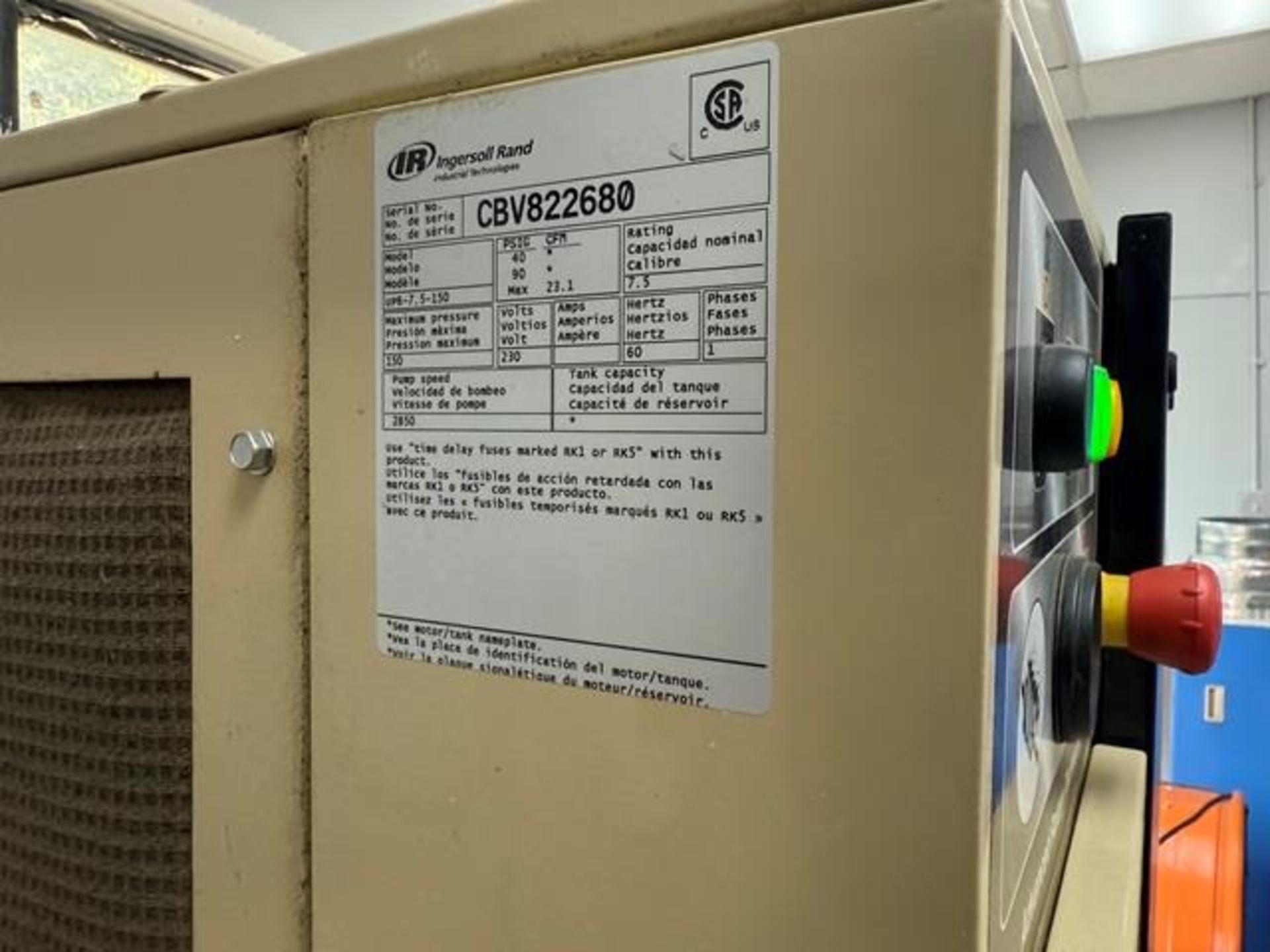 Ingersoll Rand Model UP6-7.5-5-150 Air Compressor - Image 9 of 9