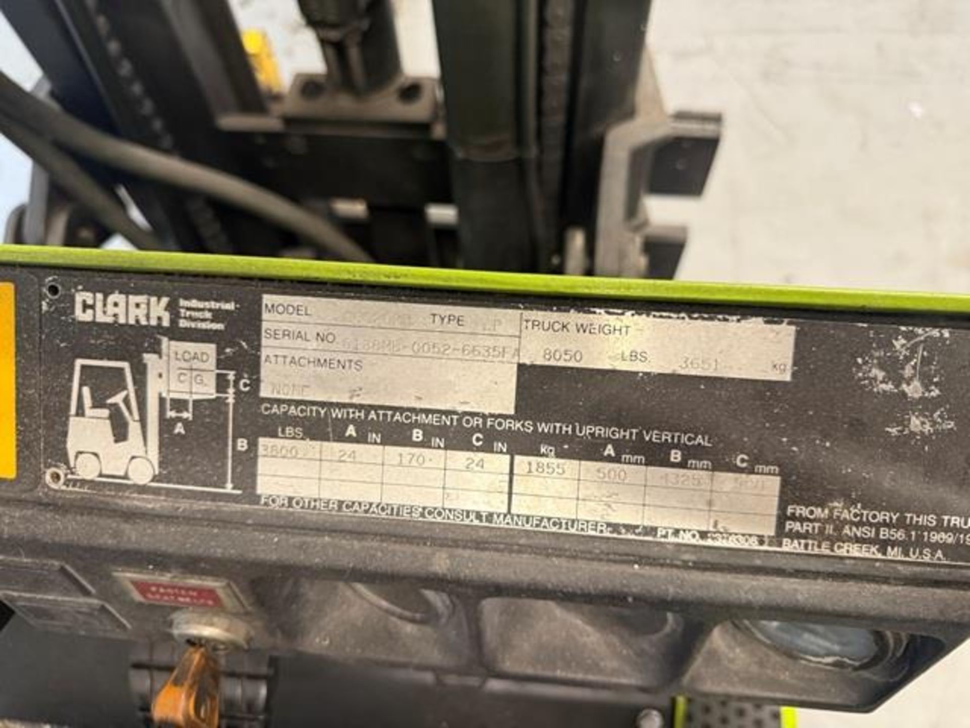 4,000lb Clark Model CCS20MB Propane Forklift - Image 12 of 12