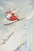 C. Robert Perrin Skiing Santa Paintings