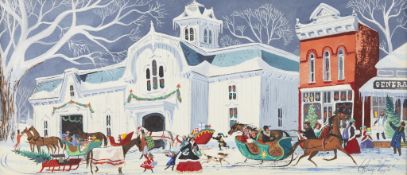 C. Robert Perrin Christmas Sleigh Painting