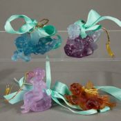 4 Daum France Pate-de-Verre Glass Angel Ornaments