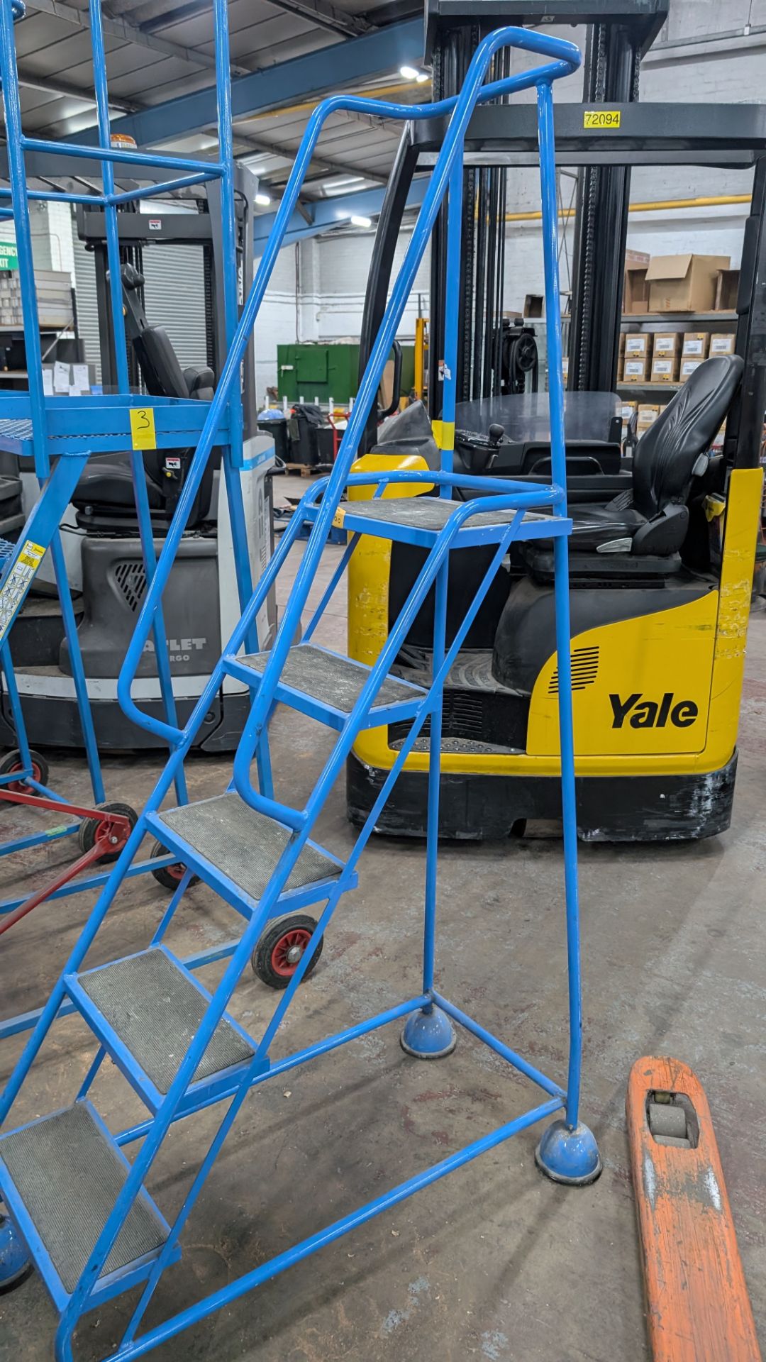 1 off Blue Metal Library Steps with handrail which brake automatically as the user ascends the steps - Image 13 of 13