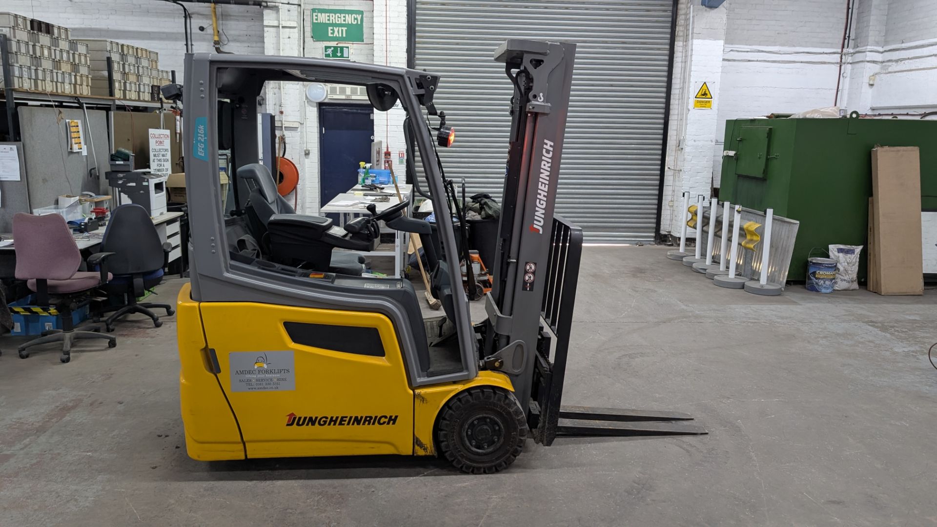 2018 Jungheinrich EFG 216 Electric 3-Wheel Counterbalance Forklift Truck, with side shift. Serial No