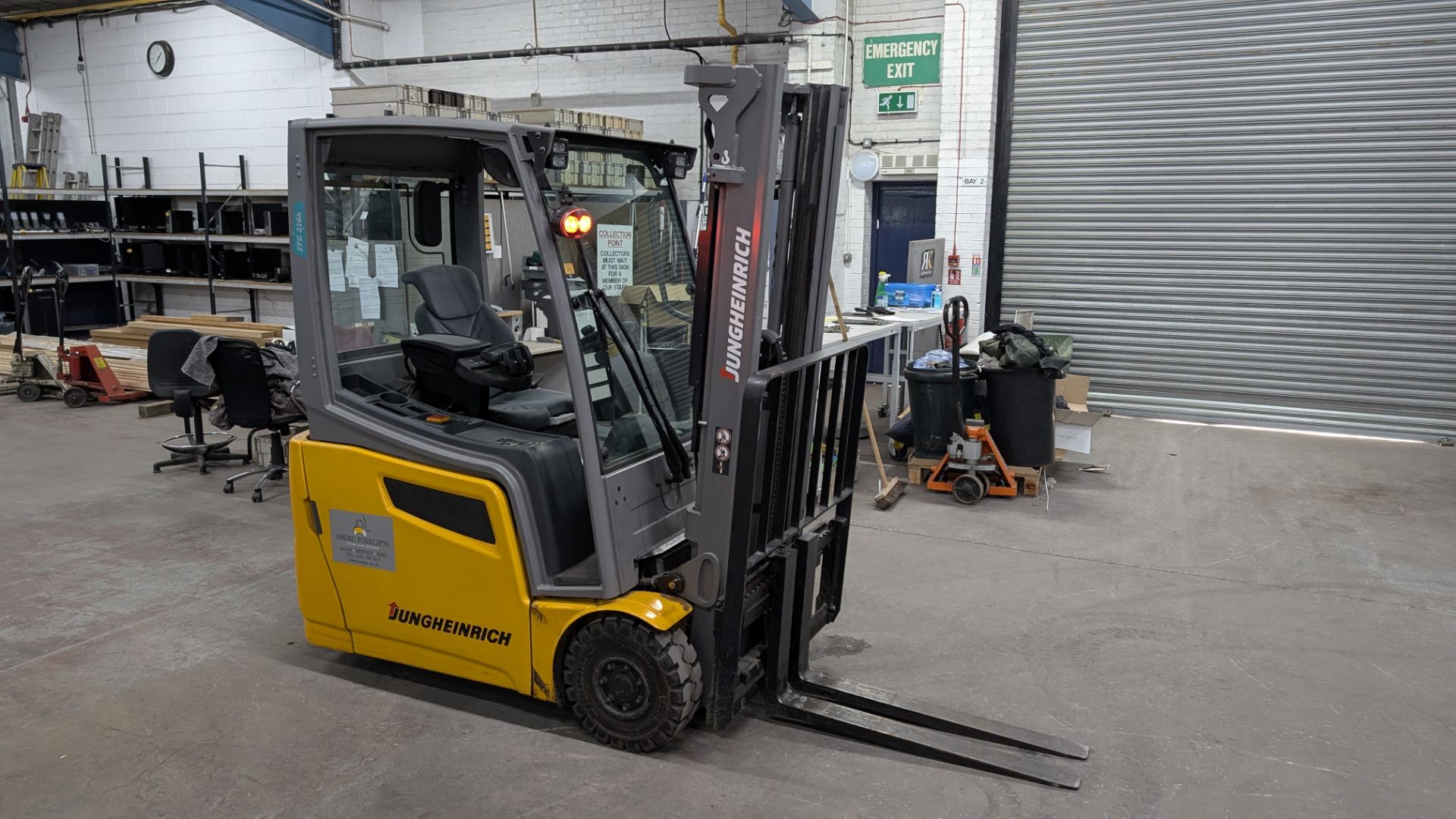 2018 Jungheinrich EFG 216 Electric 3-Wheel Counterbalance Forklift Truck, with side shift. Serial No - Image 2 of 20