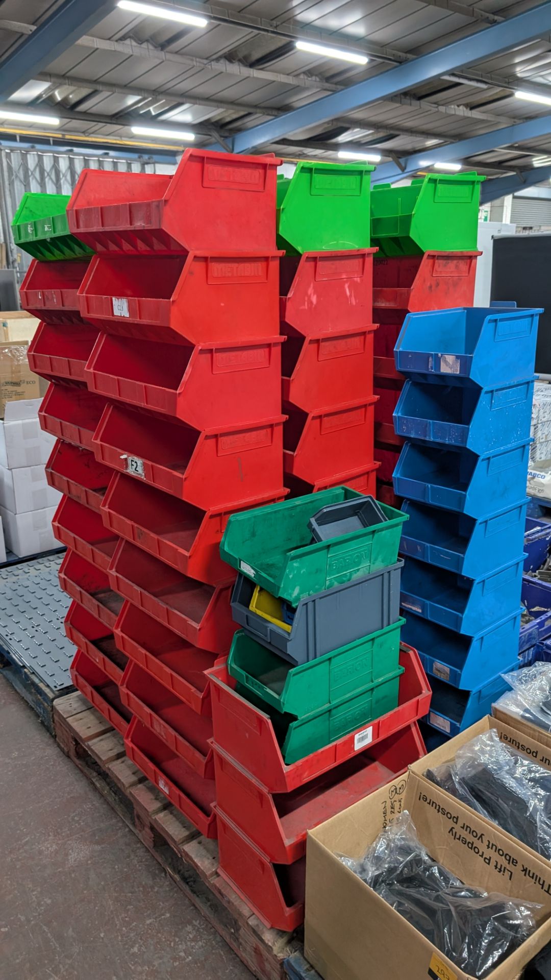 Quantity of Metabin Storage Bins, plus 4 off wall-mountable metal cards for holding same. In total t - Image 12 of 13