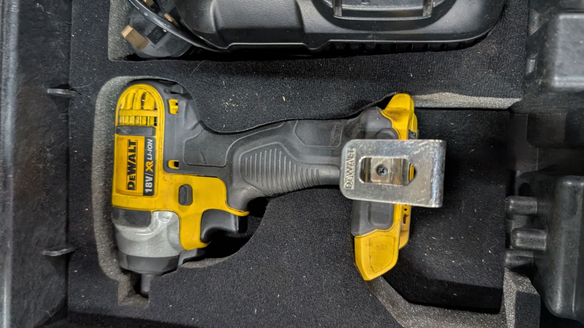 1 off DeWalt Cordless Impact Driver in case with battery charger (no battery) plus box of drill bits - Image 12 of 15