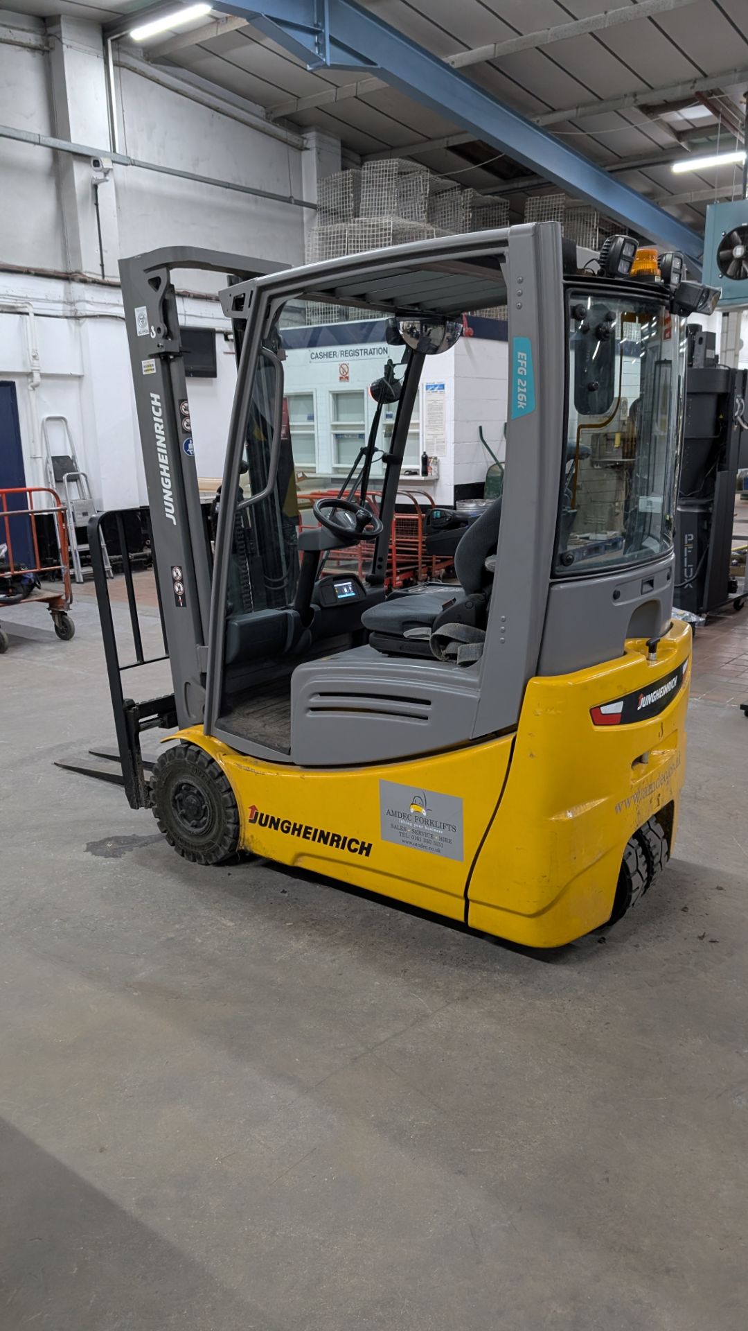 2018 Jungheinrich EFG 216 Electric 3-Wheel Counterbalance Forklift Truck, with side shift. Serial No - Image 17 of 20