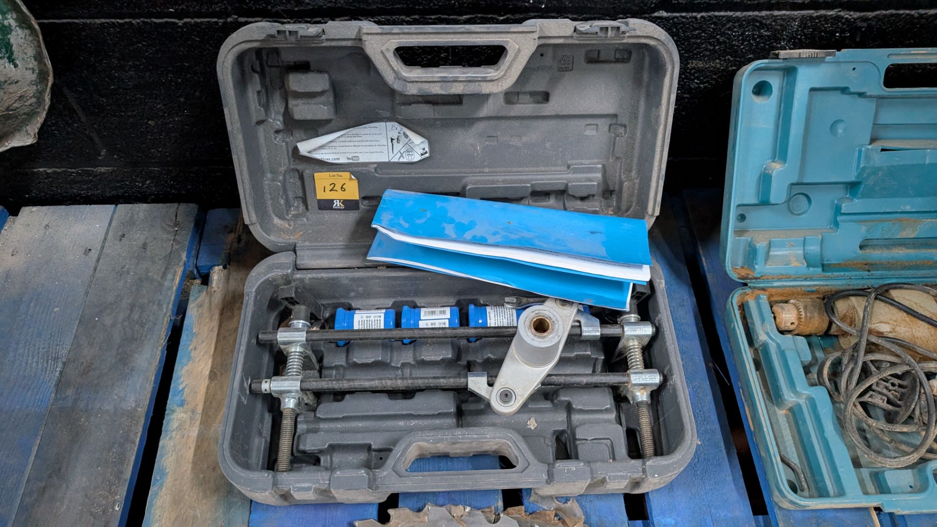 Contents of a Pallet comprising Stack of Sawblades, 110V Drills and DBB Morticer - Image 9 of 17
