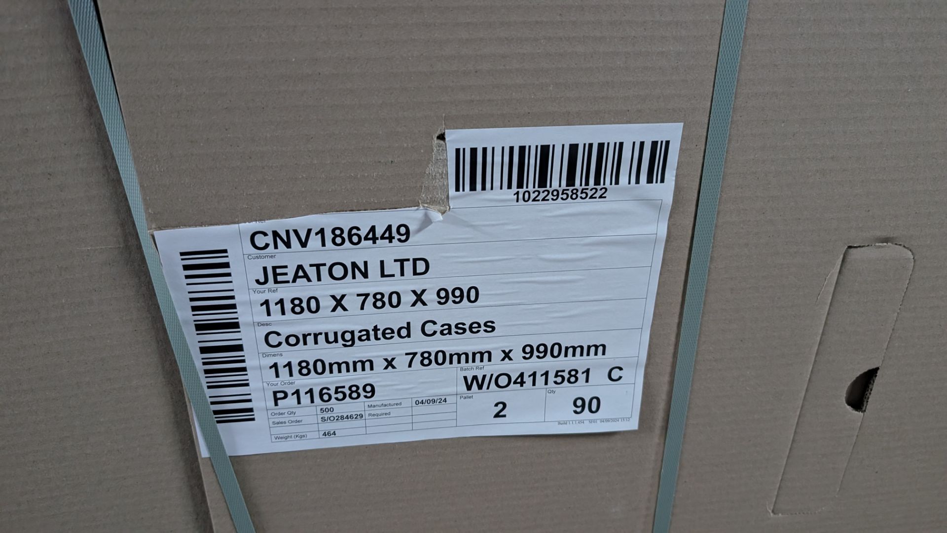 180 off Large Pallet-Sized Cardboard Boxes each measuring 1180 x 780mm x 990mm. This lot comprises t - Image 12 of 13