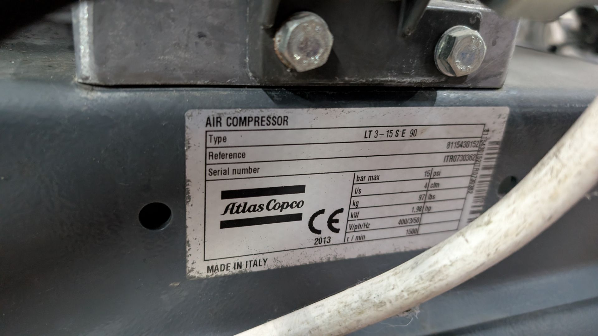 1 off Atlas Copco LT3 all-in-one Compressor System with built-in horizontal air receiver - Image 15 of 15