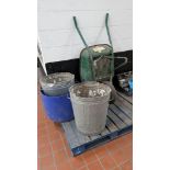 Contents of a Pallet comprising Wheelbarrow plus 3 Bins