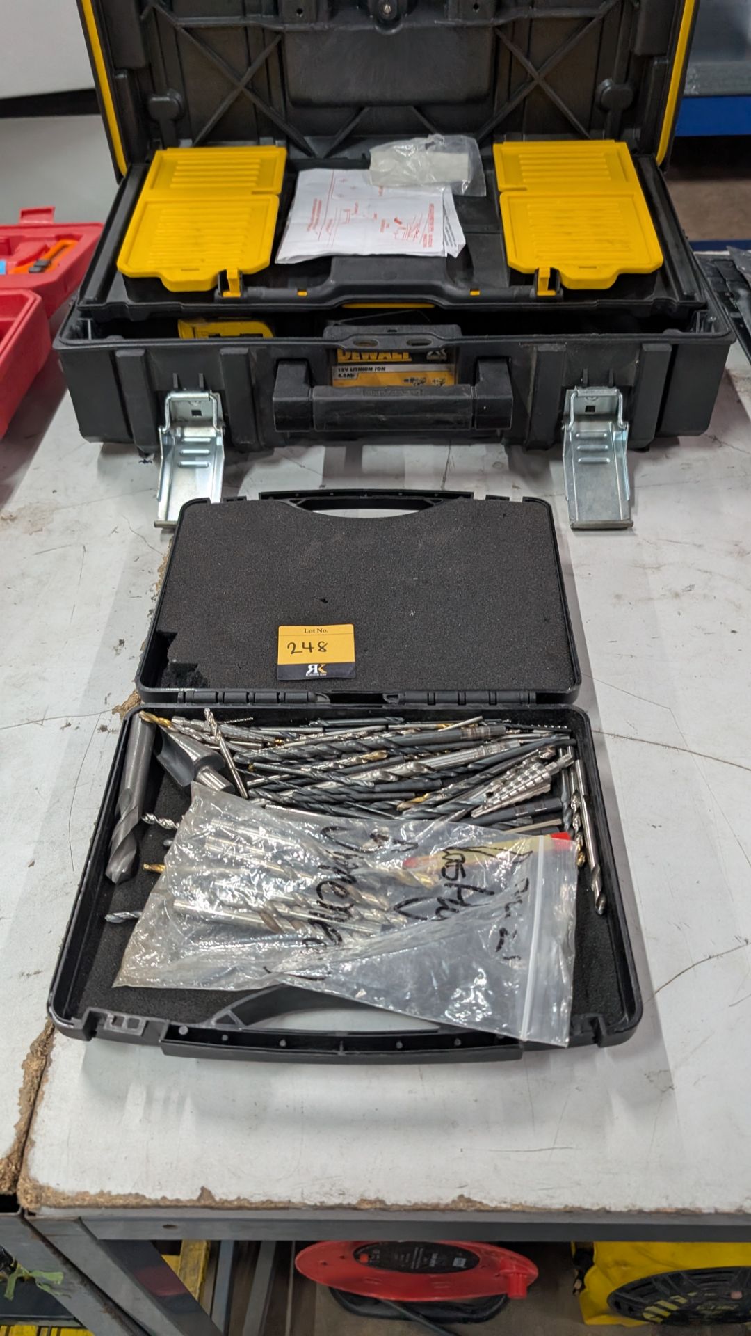 1 off DeWalt Cordless Impact Driver in case with battery charger (no battery) plus box of drill bits - Image 3 of 15