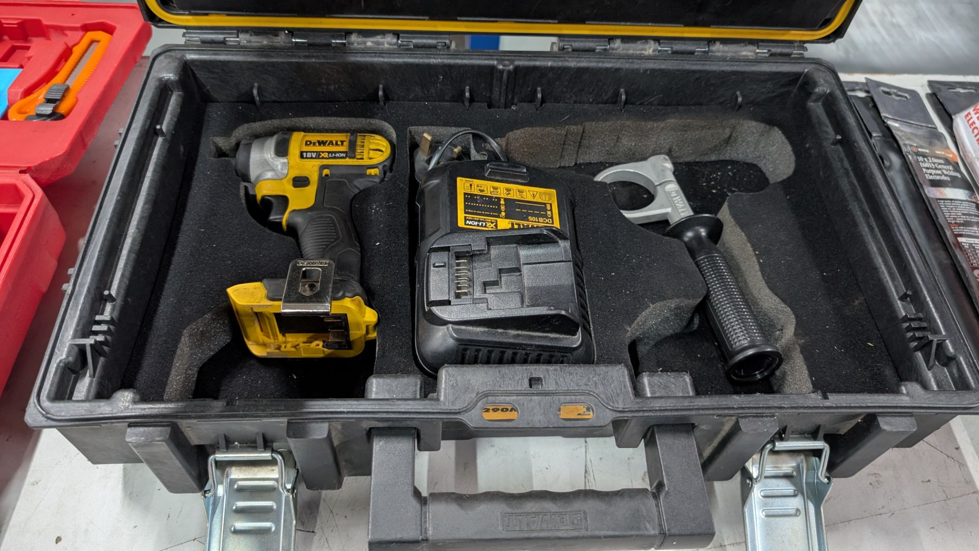 1 off DeWalt Cordless Impact Driver in case with battery charger (no battery) plus box of drill bits - Image 9 of 15