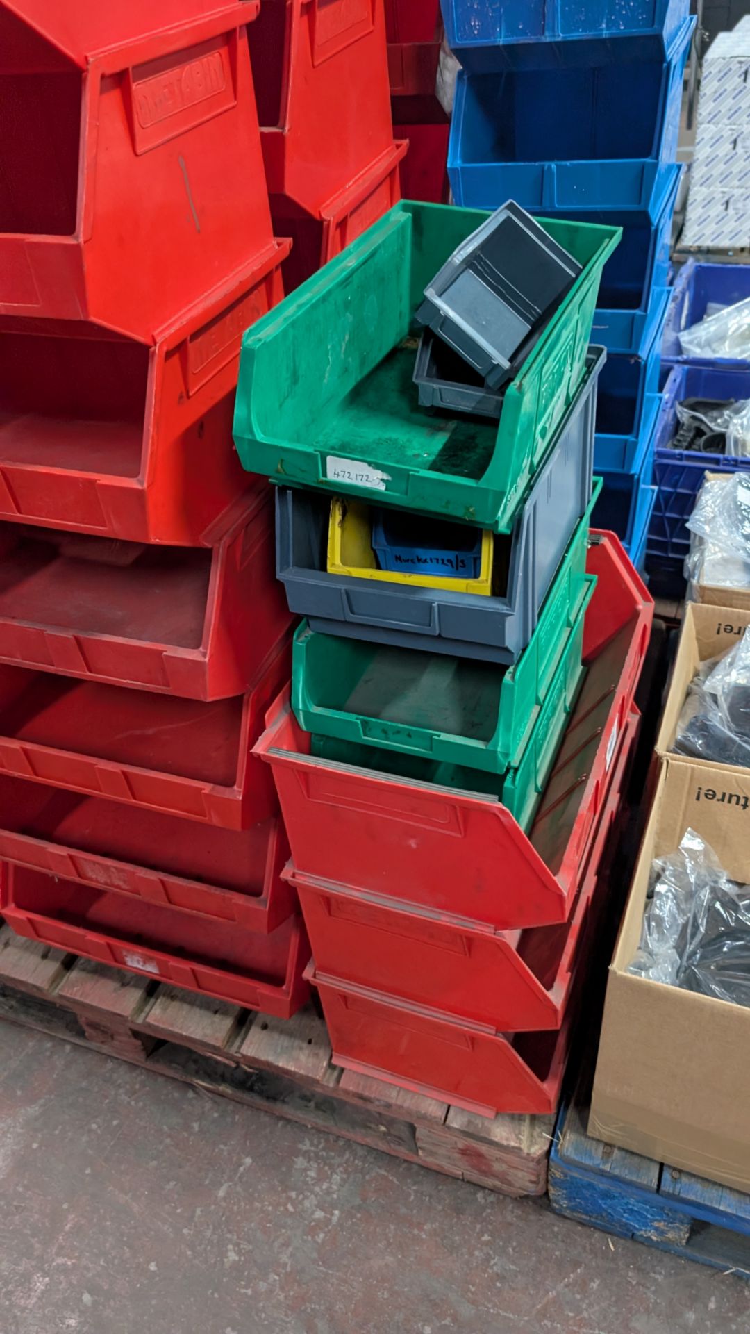 Quantity of Metabin Storage Bins, plus 4 off wall-mountable metal cards for holding same. In total t - Image 10 of 13
