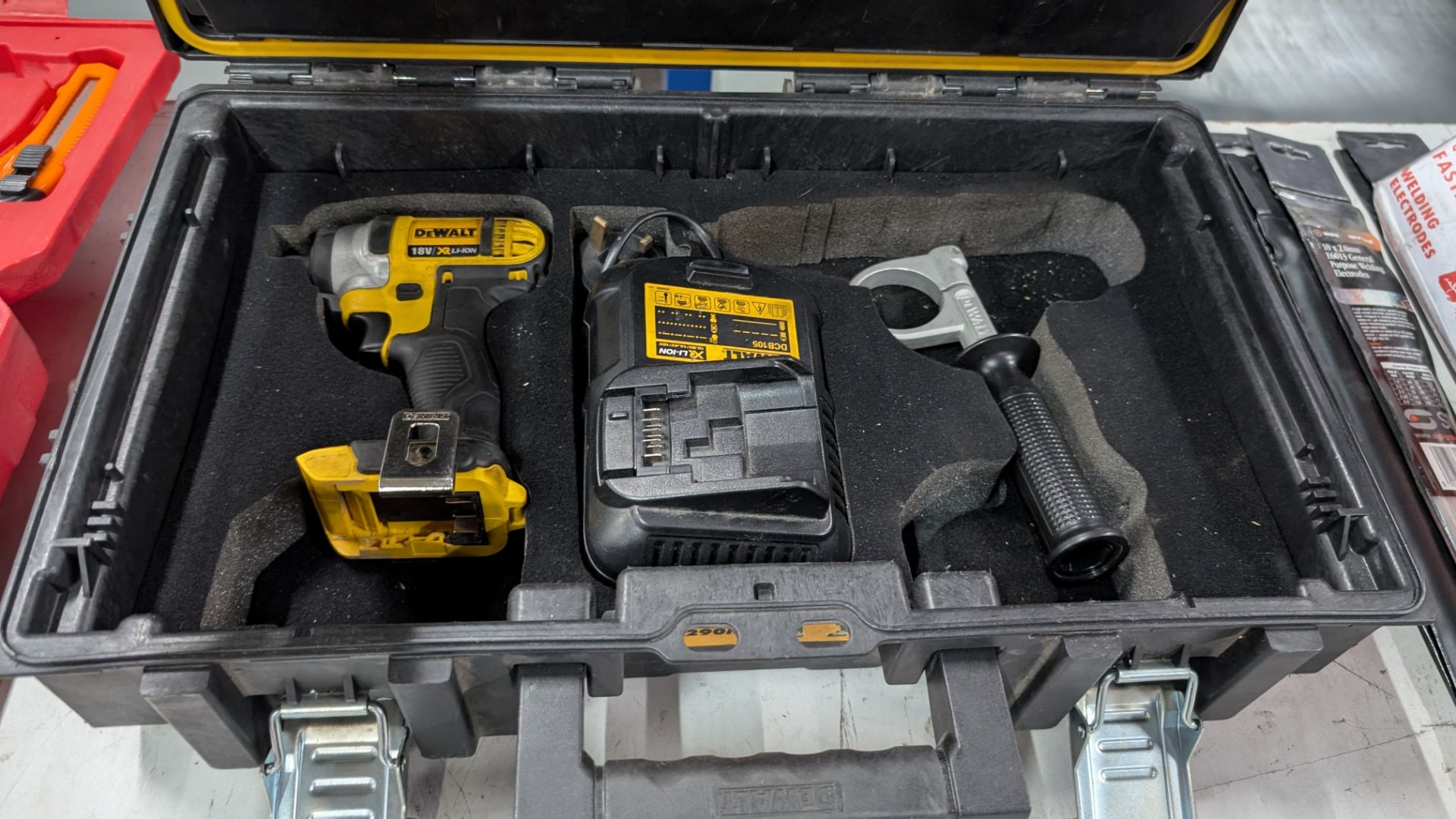 1 off DeWalt Cordless Impact Driver in case with battery charger (no battery) plus box of drill bits - Image 11 of 15