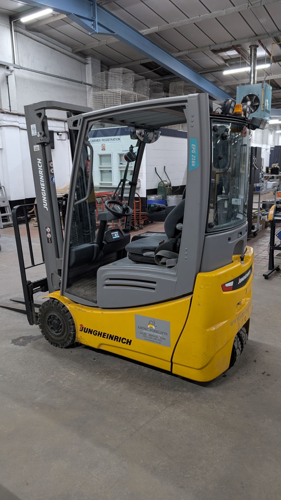 2018 Jungheinrich EFG 216 Electric 3-Wheel Counterbalance Forklift Truck, with side shift. Serial No - Image 16 of 20
