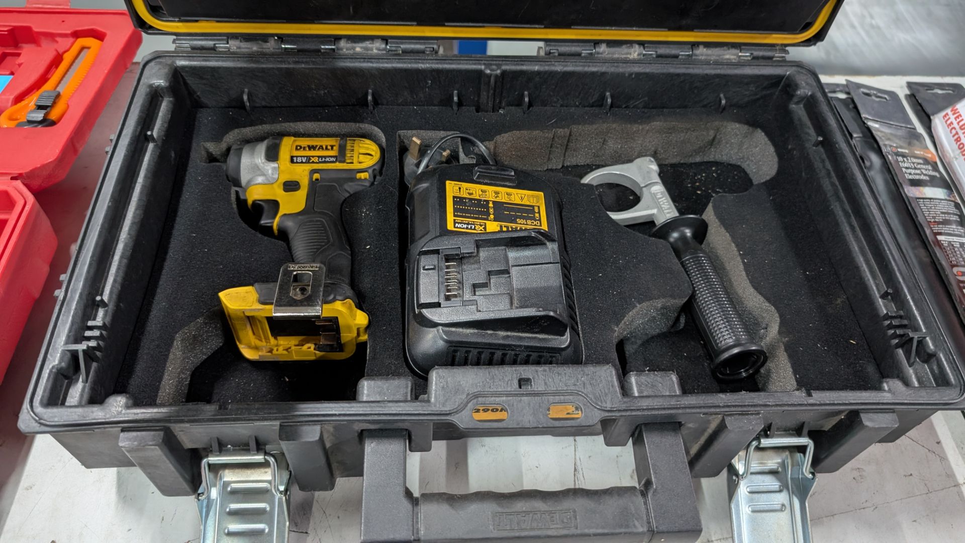1 off DeWalt Cordless Impact Driver in case with battery charger (no battery) plus box of drill bits - Image 10 of 15