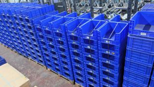 150 off Matching Stacking Plastic Crates with access hole in front to allow picking. Each crate meas