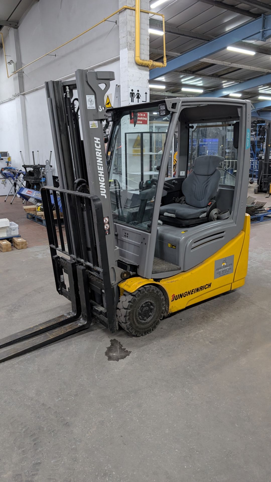 2018 Jungheinrich EFG 216 Electric 3-Wheel Counterbalance Forklift Truck, with side shift. Serial No - Image 14 of 20