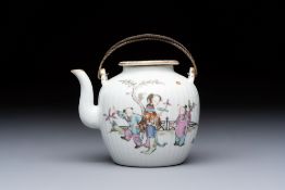 A Chinese famille rose teapot and cover, Tongzhi mark and of the period