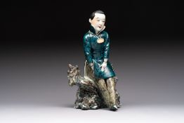 A fine and rare Chinese polychrome figure of a lady, Ye Yunhong Zhi mark, Republic