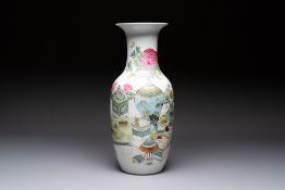 A Chinese famille rose 'Antiquities' vase, signed Fang Jiazhen, dated 1891