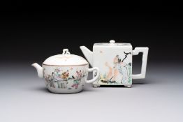 Two Chinese famille rose teapots and covers, signed Yun Xuan Shi, Guanyao and Tongzhi mark, dated 18